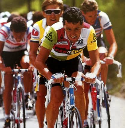 The patchwork combination jersey in the late-1980s peloton
