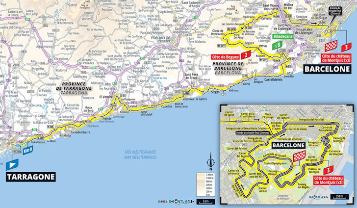Route map for stage 2: Tarragona to Barcelona
